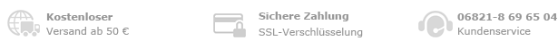  Kostenloser Versand ab 50€ | Sichere Zahlung | Tel.: 06821/8696504